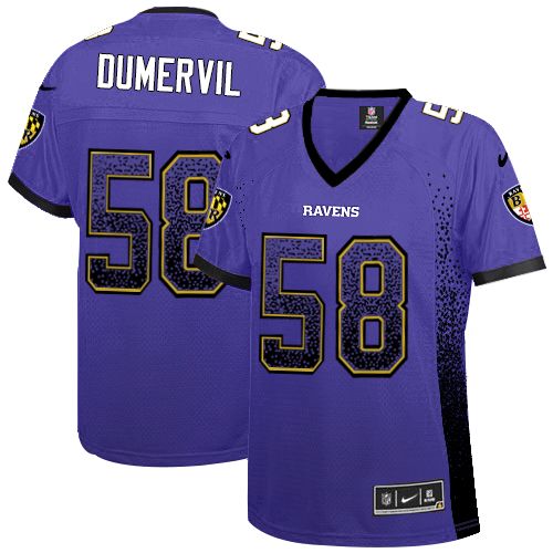 Women's Limited Elvis Dumervil Nike Jersey Purple - #58 Drift Fashion NFL Baltimore Ravens